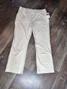 NWT Duluth Trading Co. Oatmeal Wide Leg Knit Pants - Comfort Flare Size - XXL